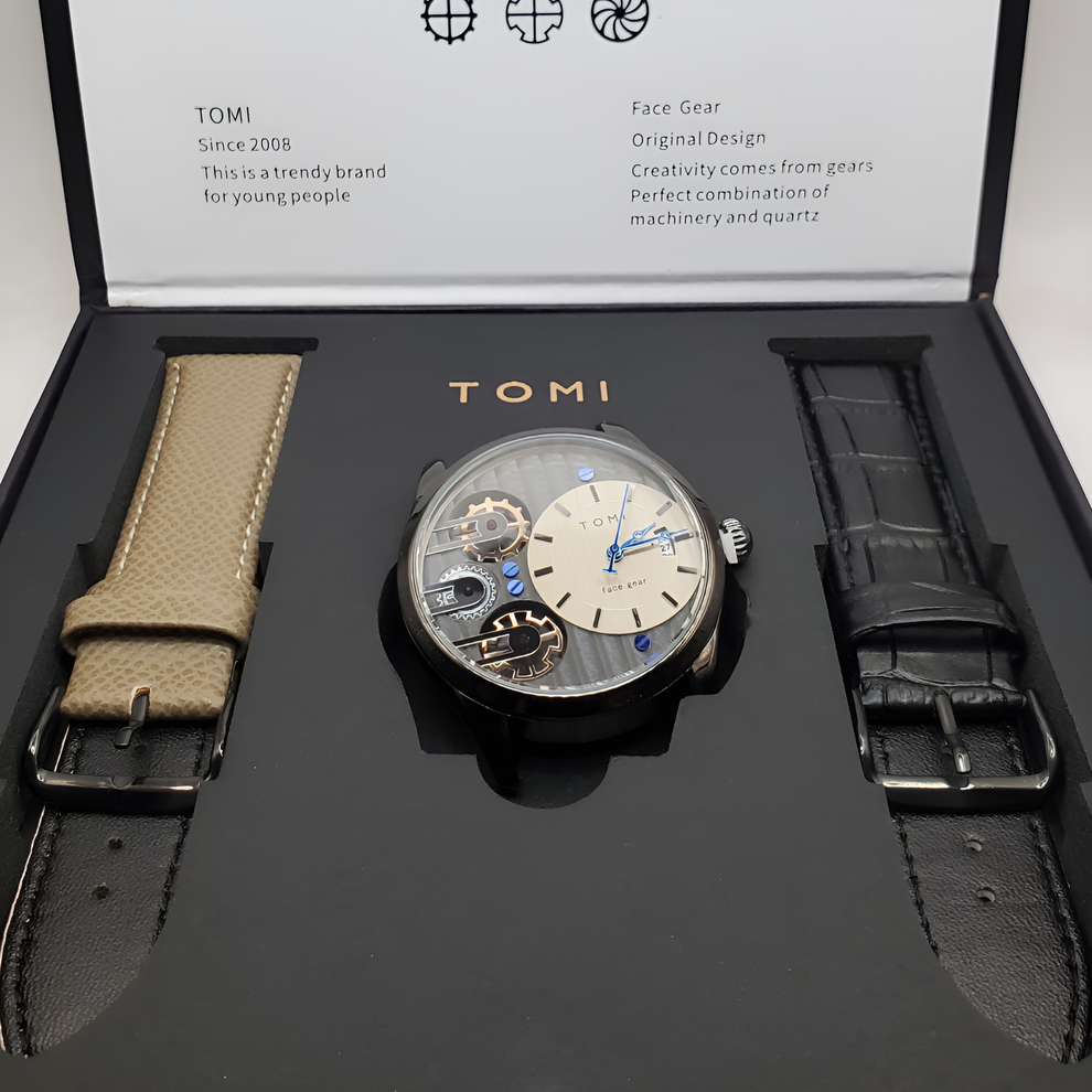 TOMI T-106 Face Gear Dual Strap Luxury Watch